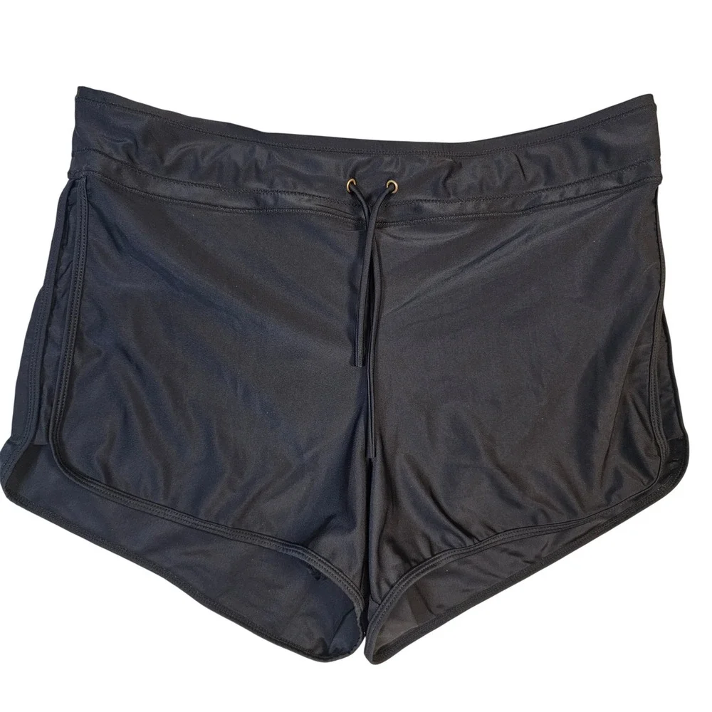 Marina West Black Swim Shorts Womens XXL Drawstring Dolphin Hem Board Shorts